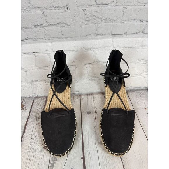 EILEEN FISHER Lala espadrille flat black sandals size 7.5 NWOB - Picture 2 of 10